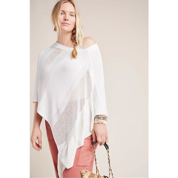 NEW Anthropologie White Padma Summer Lightweight Ruffled Poncho X-Small Small - Picture 10 of 10